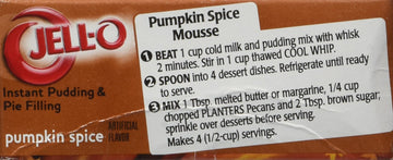 Kraft Jell-O Instant Pudding & Pie Filling, Pumpkin, 3.4-Ounce Boxes (Pack of 3)