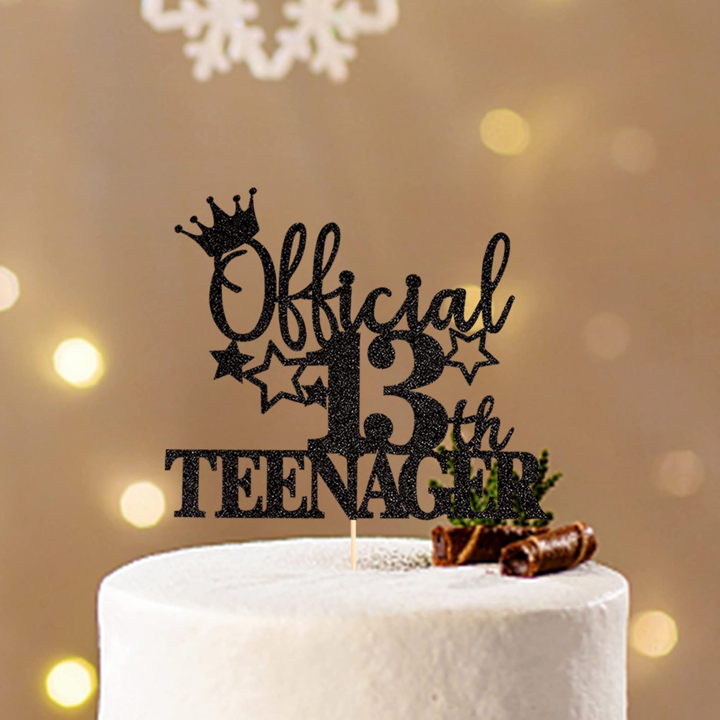 YCTHUNFISH 1 Pack Cake Topper Glitter 13th Birthday Decorations Small Bamboo 13th-Black