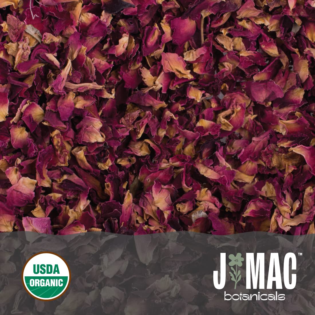 J MAC BOTANICALS Organic Rose Petals, Culinary Grade, 16 oz, Edible, Dry Rose Petals for Tea, Cooking, Crafts