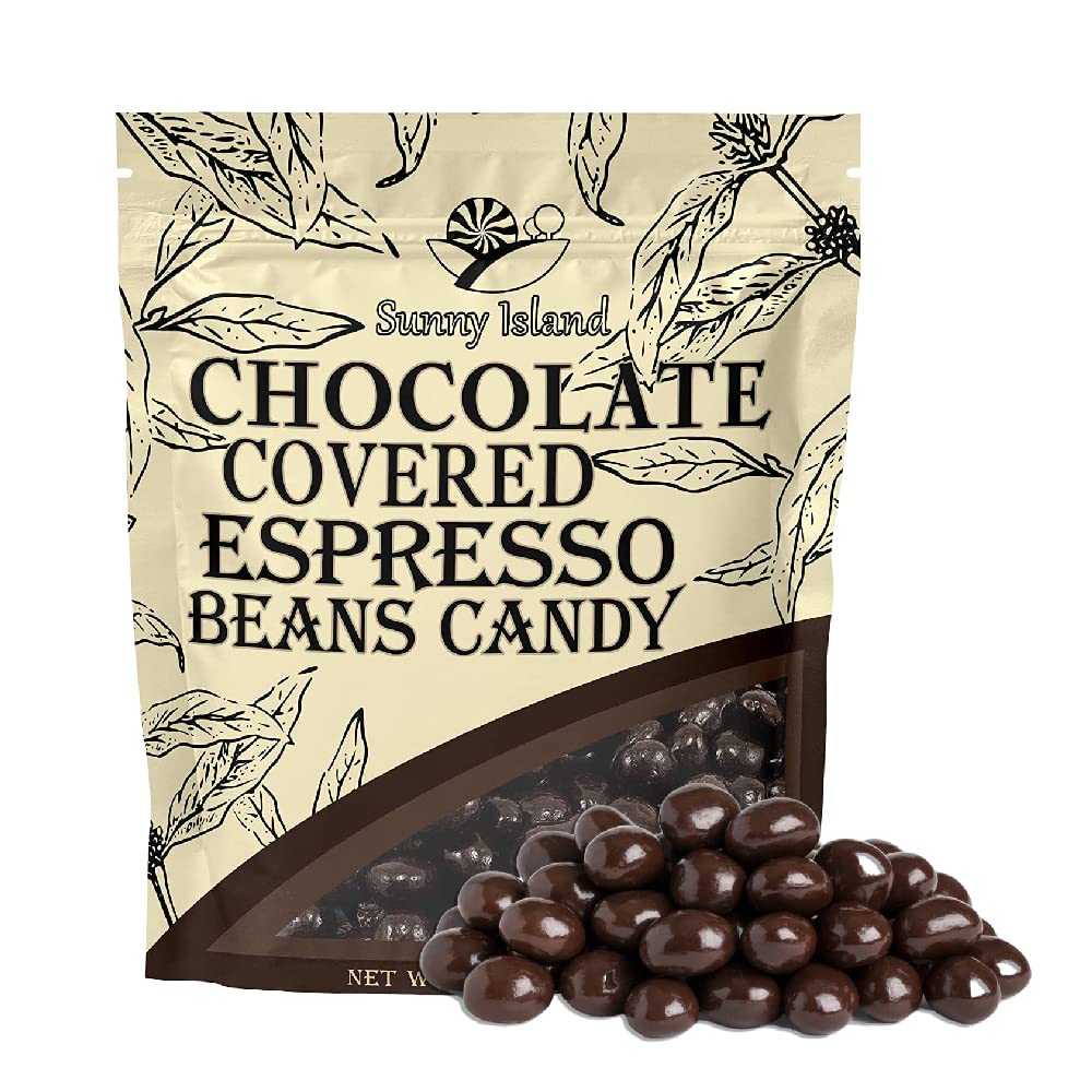 SUNNY ISLAND Dark Chocolate Covered Espresso Coffee Beans, 2-Pound Bag, Brown