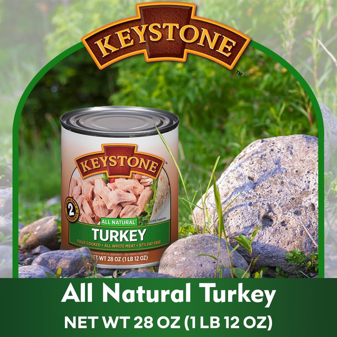 Keystone Meats All Natural Canned Turkey, Fully Cooked, Gluten Free, 28 oz, Pack of 12