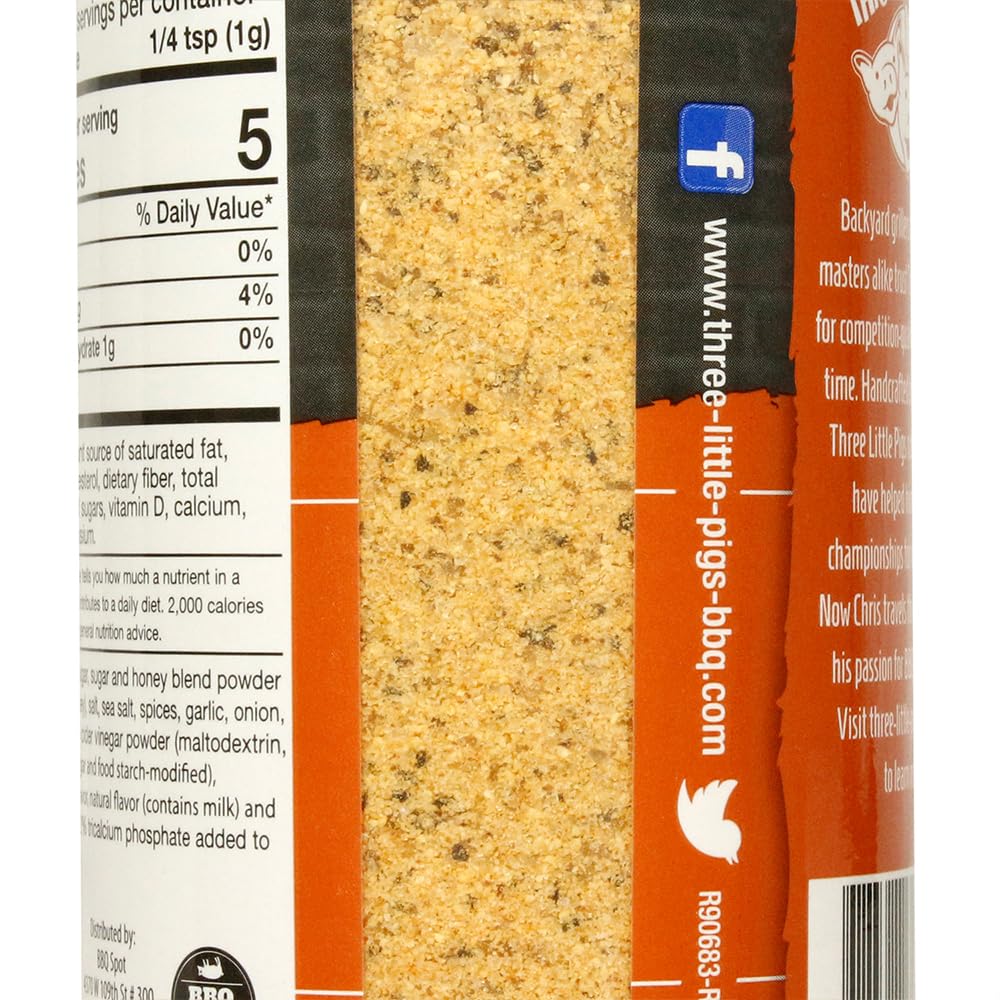 THREE LITTLE PIGS Spicy Honey & Maple BBQ Rub - Sweet Flavor with Jalapenos - 12.3 oz