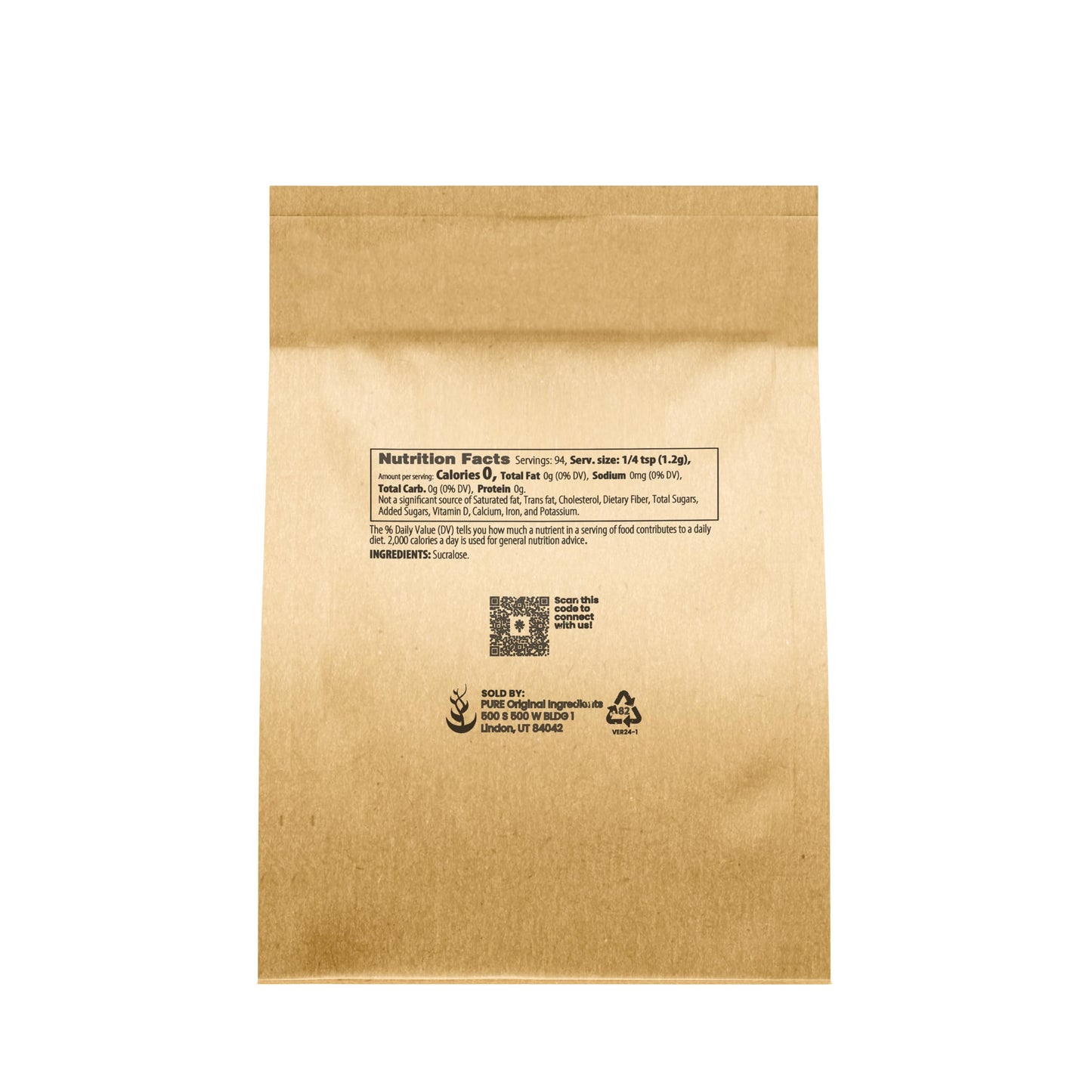 Pure Original Ingredients Sucralose Powder (4 Oz) Zero Calorie Sweetener Sugar Substitute Great For Cooking & Baking.