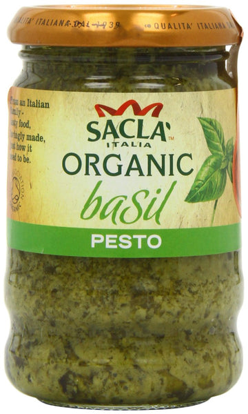 Sacla Organic Green Basil Pesto 190 g (Pack of 3)