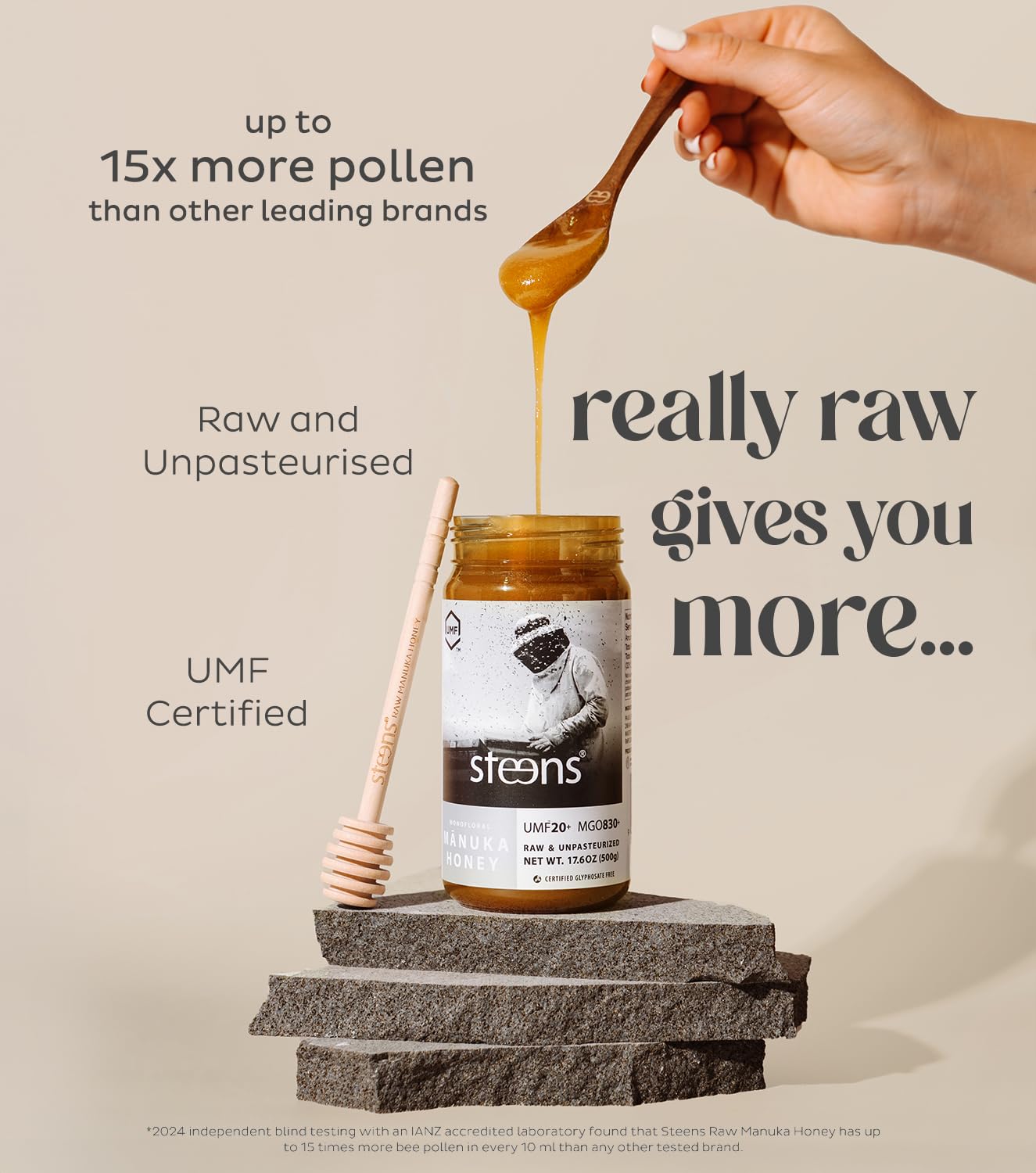 Steens Manuka Honey - MGO 830+ - Pure & Raw 100% Certified UMF 20+ Manuka Honey - Bottled and Sealed in New Zealand - 17.6 Ounce