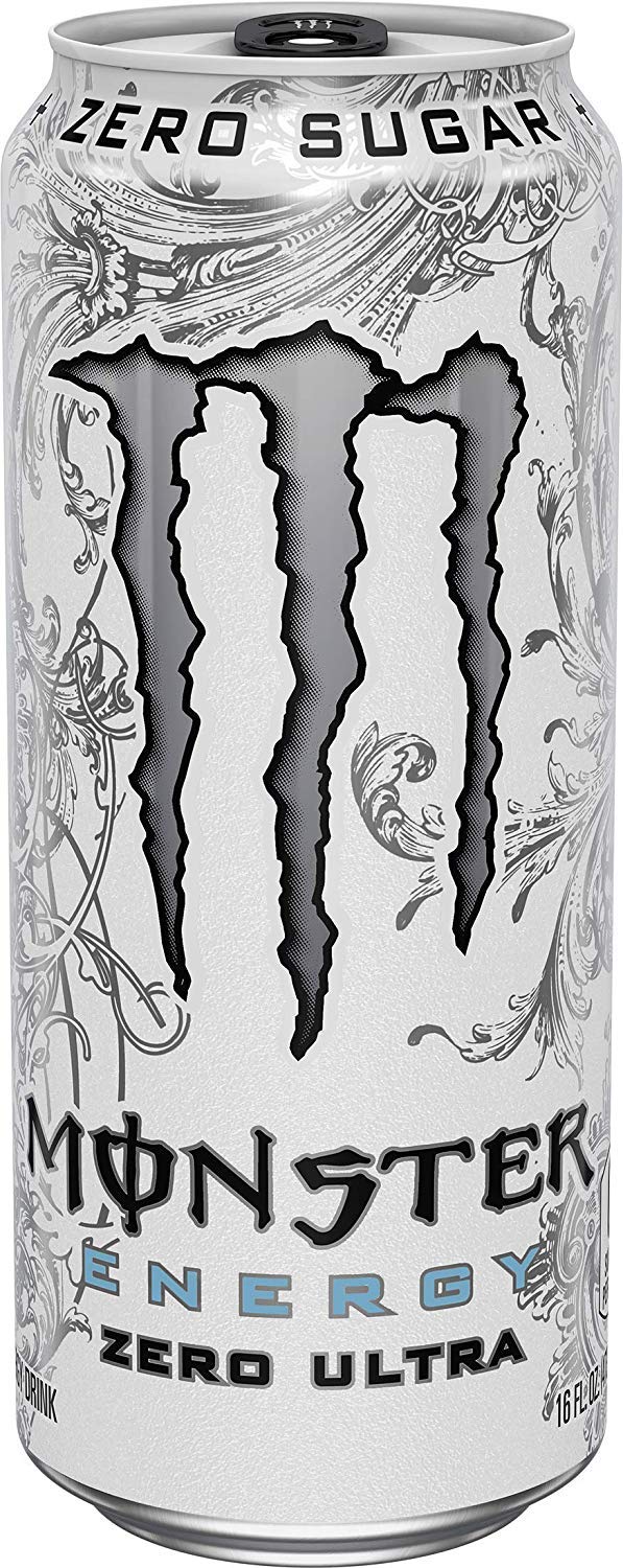 Monster Energy Ultra Zero Sugar Energy Drinks, 16 Fl Oz, Pack of 12, White Cans