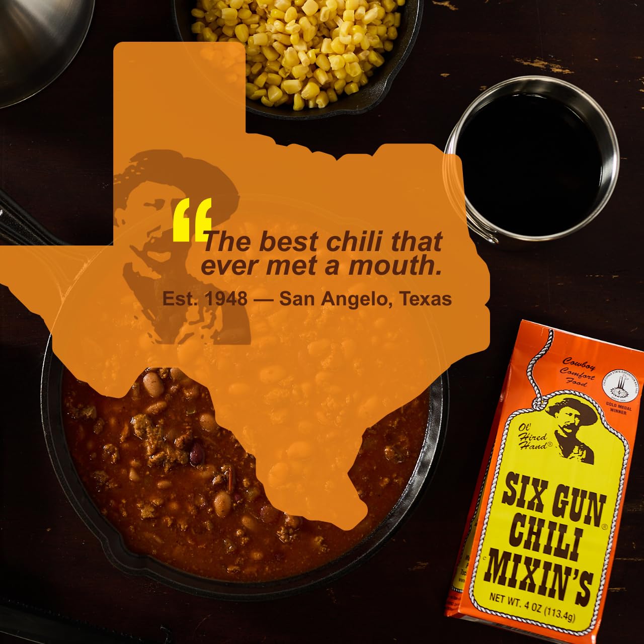 Six Gun Chili Mixins Original Chili Seasoning Mix 6 Pack - Authentic Texas Chili Kit with Spices and Seasonings for Homemade Chili  Easy Dinner  No MSG  Bold Flavor  Gluten Free