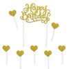 Beistle Happy Birthday Gold Cake Topper with Heart Picks