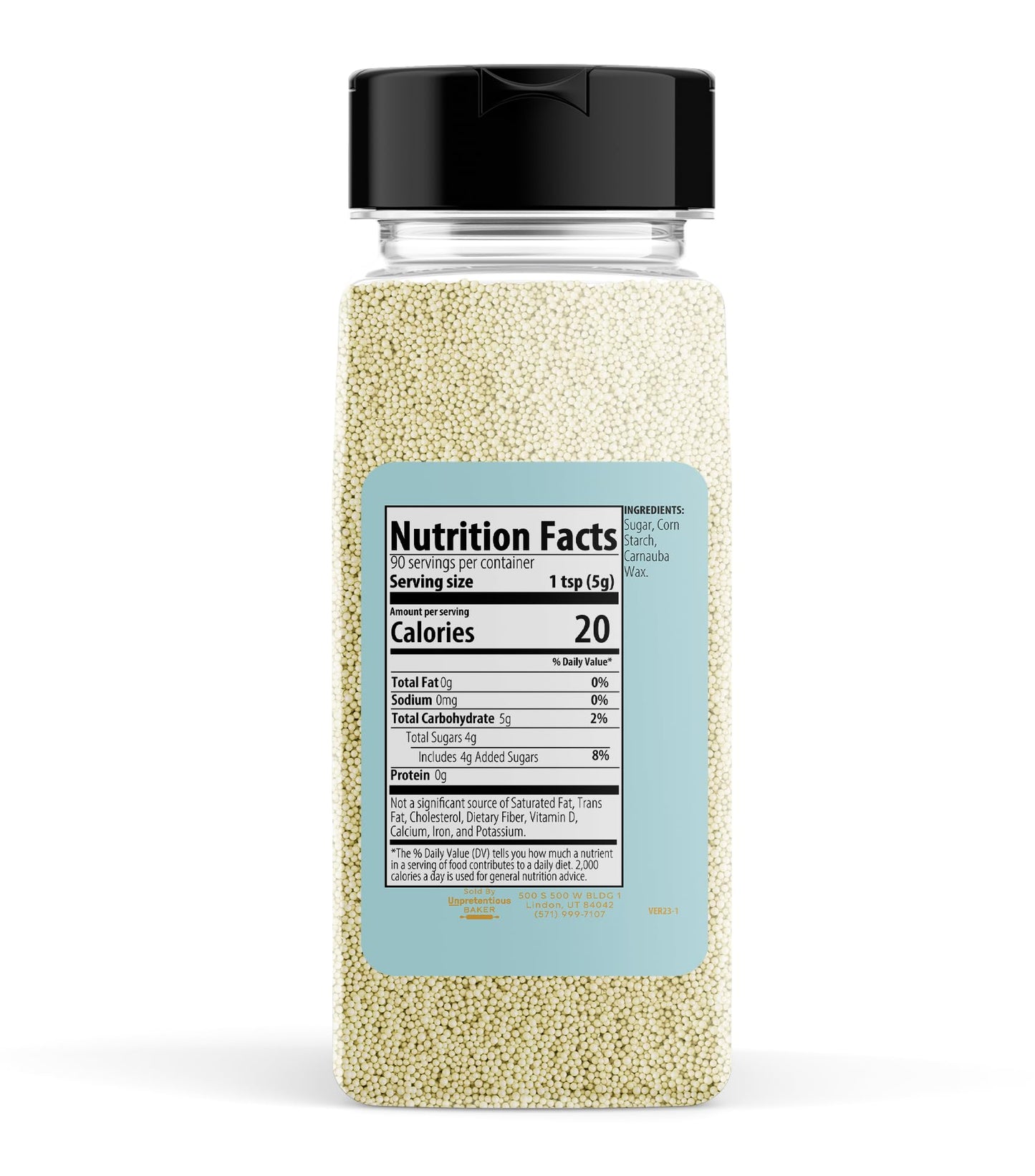 Unpretentious Ivory Nonpareils Sprinkles, 1lb Dessert Topping, Round Shape, Ivory White