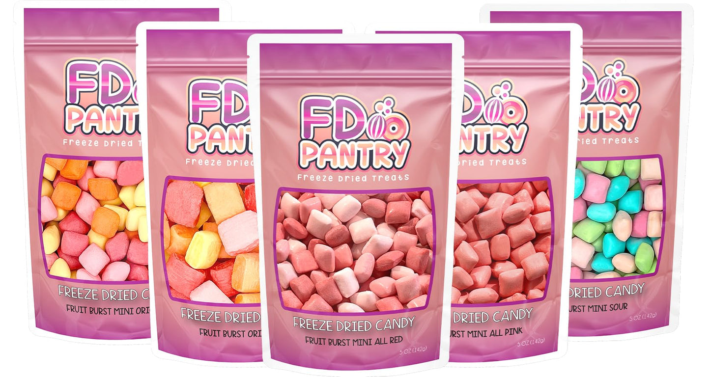 Freeze Dried Candy Variety Pack 5oz (5 Pack) - Freeze Dried Candy Bulk, Original, Mini Original, All Pinks, All Reds, Sour Assor