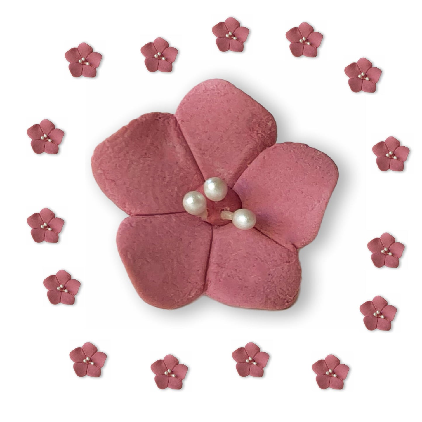 Global Sugar Art Blossom Sugar Wedding Cake Flowers, 24 Count, Dusty Pink, Unwired