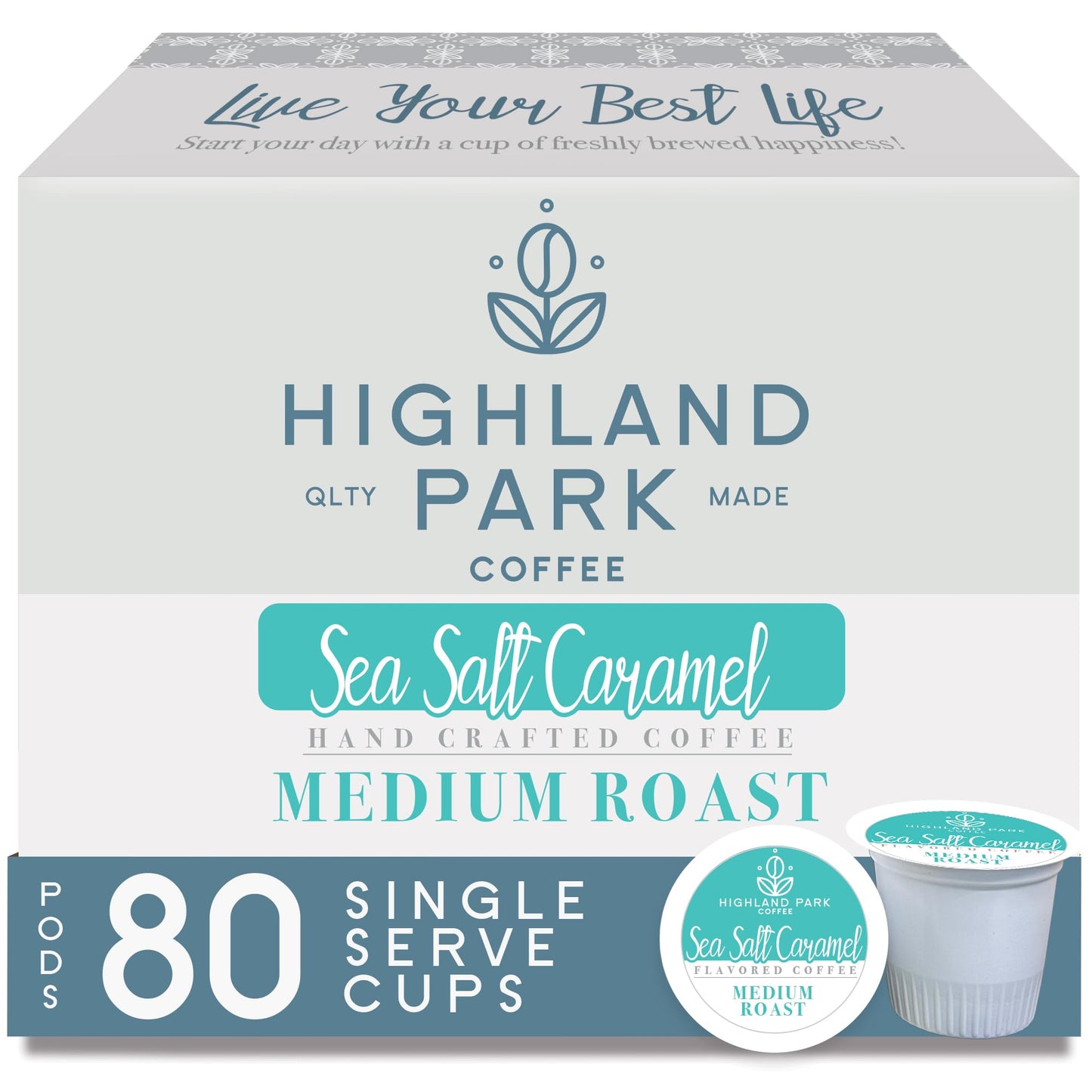 HIGHLAND PARK Coffee Pods Compatible with Keurig, Sea Salt Caramel, 80 Count, Model 292428