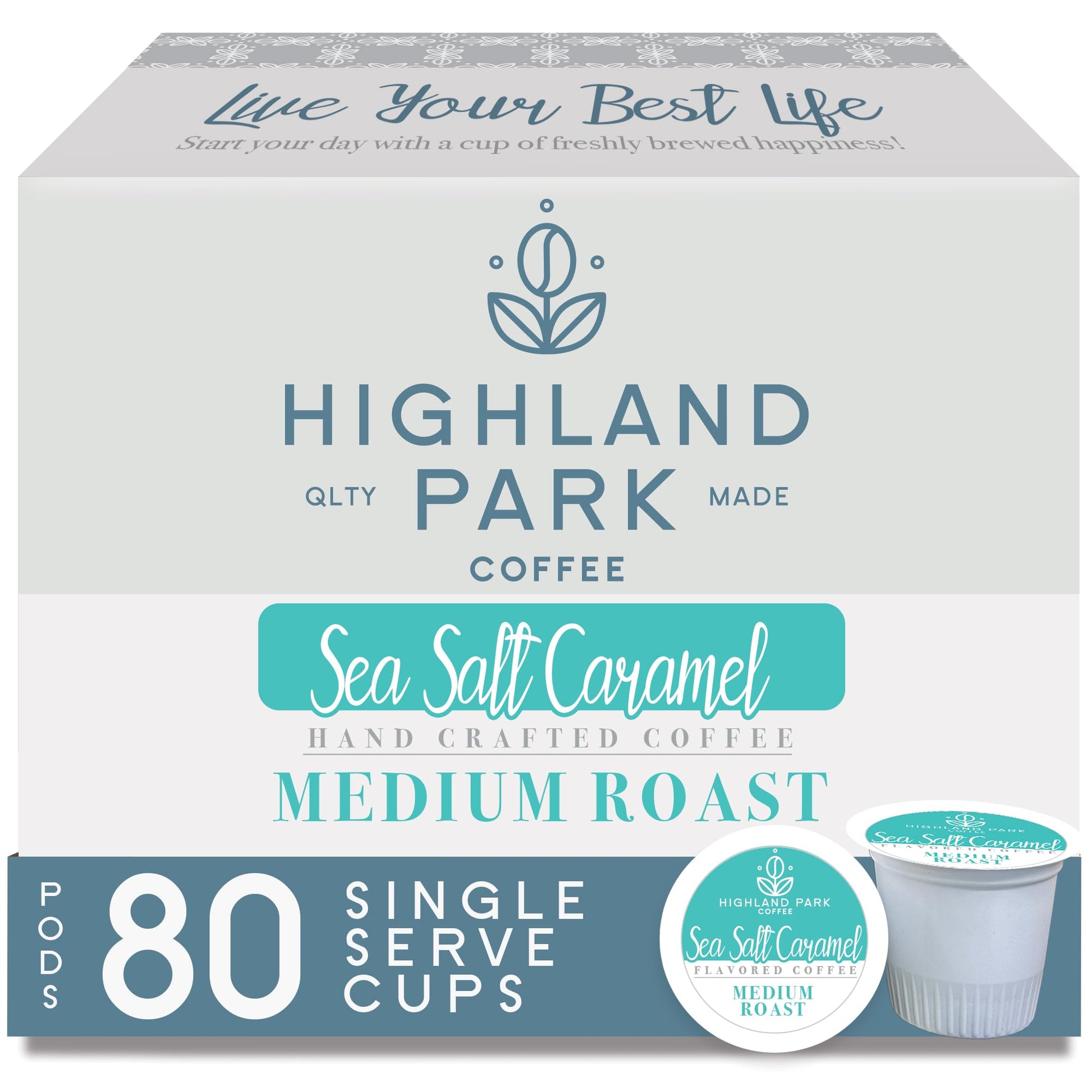 HIGHLAND PARK Coffee Pods Compatible with Keurig, Sea Salt Caramel, 80 Count, Model 292428
