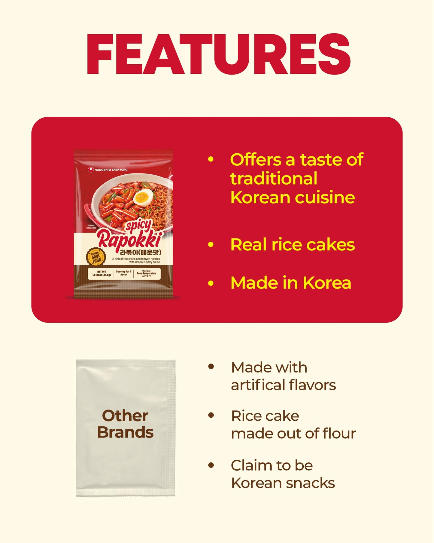 Nongshim Taekyung Rapokki (Hot, 14Oz) - Authentic Korean Street Food, Ramen Noodles With Rice Cakes. Quick & Easy To Prepare, Re