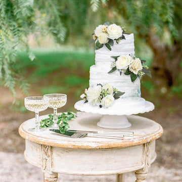 Rinlong 3Pcs Pre-Made Cake Toppers White Flowers Cake Decorations Wedding Cake Decorating Flowers Decor Birthday Baptism Party C
