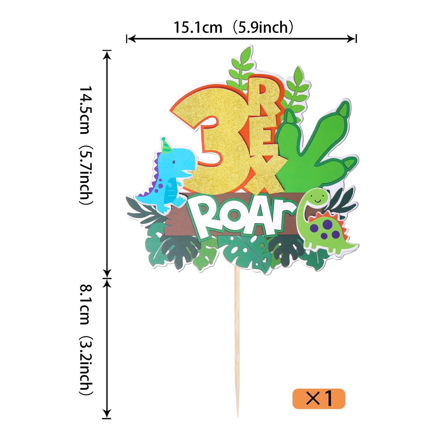 Rsstarxi 1 Pack Dinosaur 3Rd Birthday Cake Topper With Claw Leaves Third Birthday Roar Number 3 Three Rex Cake Pick For Dino Theme Baby Shower Kids Boys 3Rd Birthday Party Cake Decorations Supplies