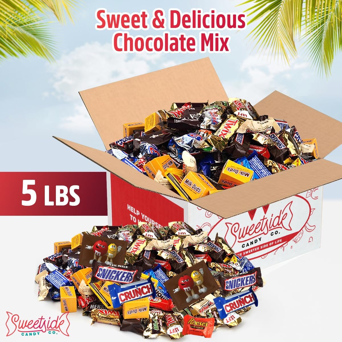Chocolate Candy Variety Pack - Assorted Bulk Chocolate Mix - Movie Night Supplies  Gift  Snack Food Gift  Office Candy Assortment- Gift Bag for Birthday Party  Kids  College Students & mature-themeds (5 LBS)