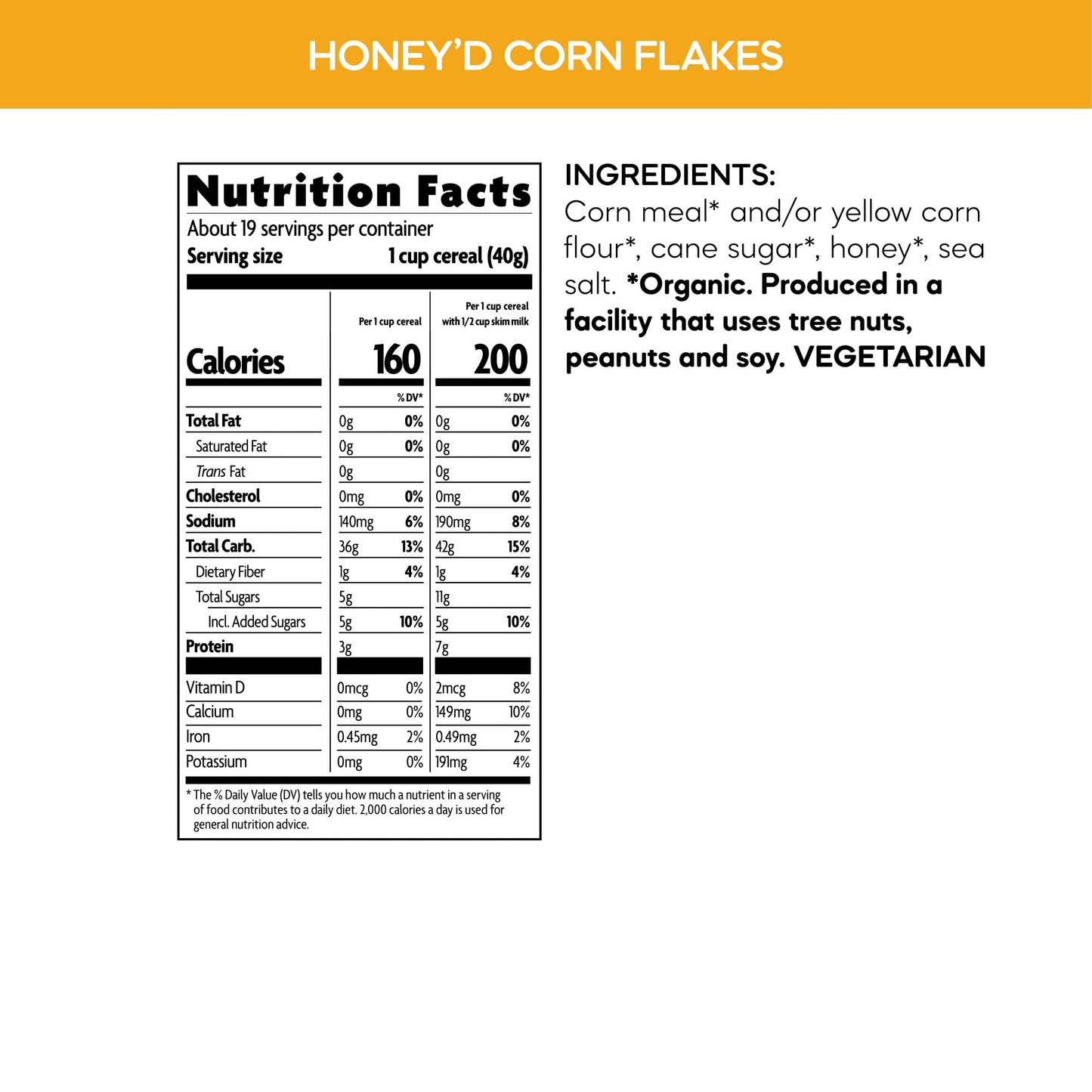 Nature'S Path Organic Honey'D Corn Flakes Cereal, 10.6 Oz (Pack Of 1), Gluten Free