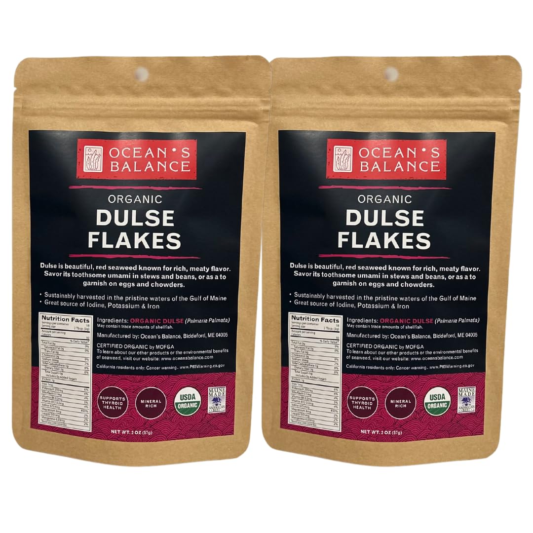 Ocean'S Balance Organic Dulse Flakes - Atlantic Dulse Organic Flakes For Keto, Paleo Diet, Vegetarian & Vegan Diets - Dried Vege