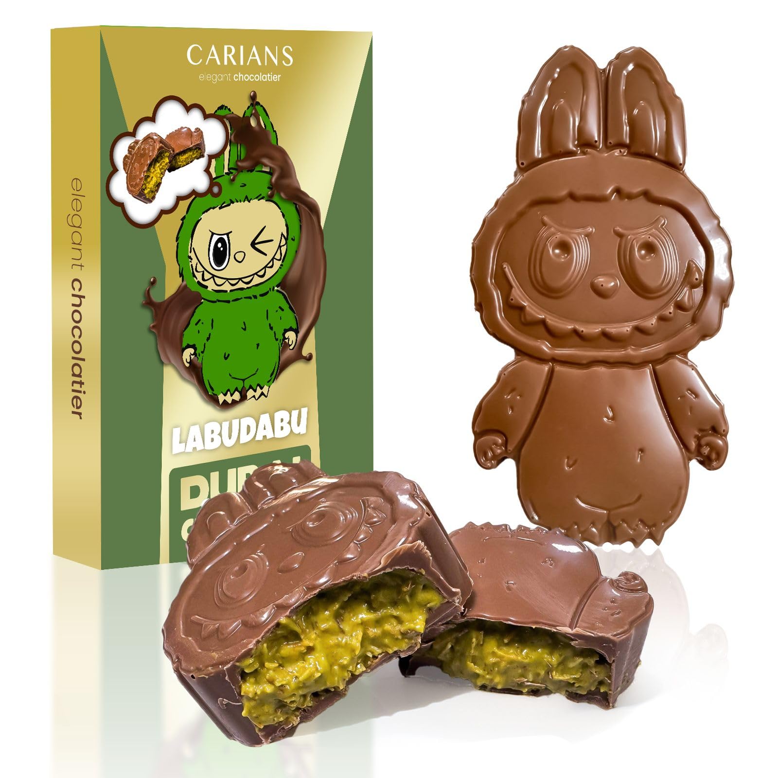 Carians Labudabu Dubai Milky Chocolate Bar  Rich Dubai Cream With Pistachio And Crispy Kataifi  Great For Gift Giving  Anniversary  Thanksgiving  Christmas