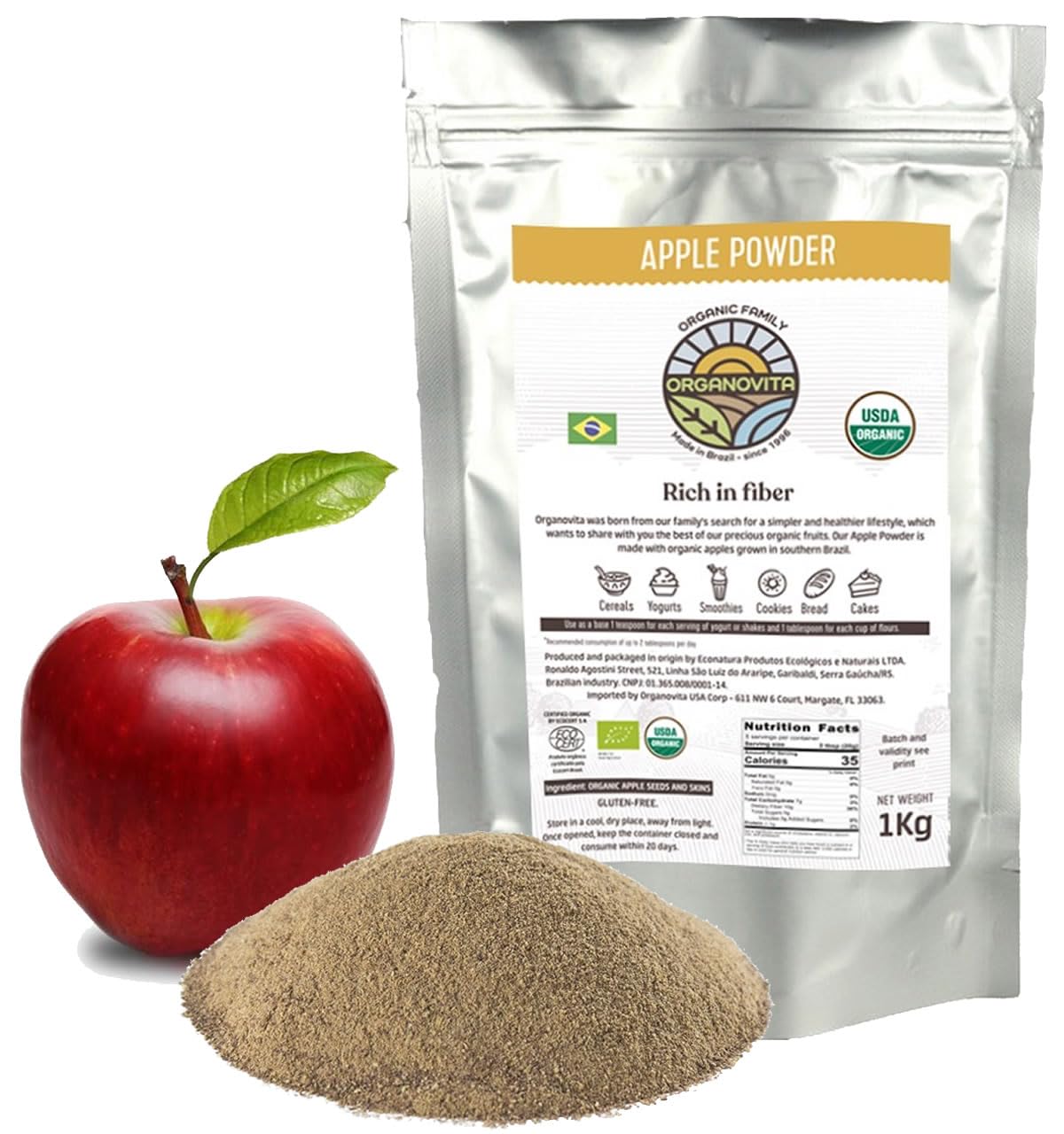 Organic Powder - Blend in Smoothies, Cakes, High Fiber Content, Made w/Cold-Pressed Natural Ingredients, Gluten-Free, All Purpos