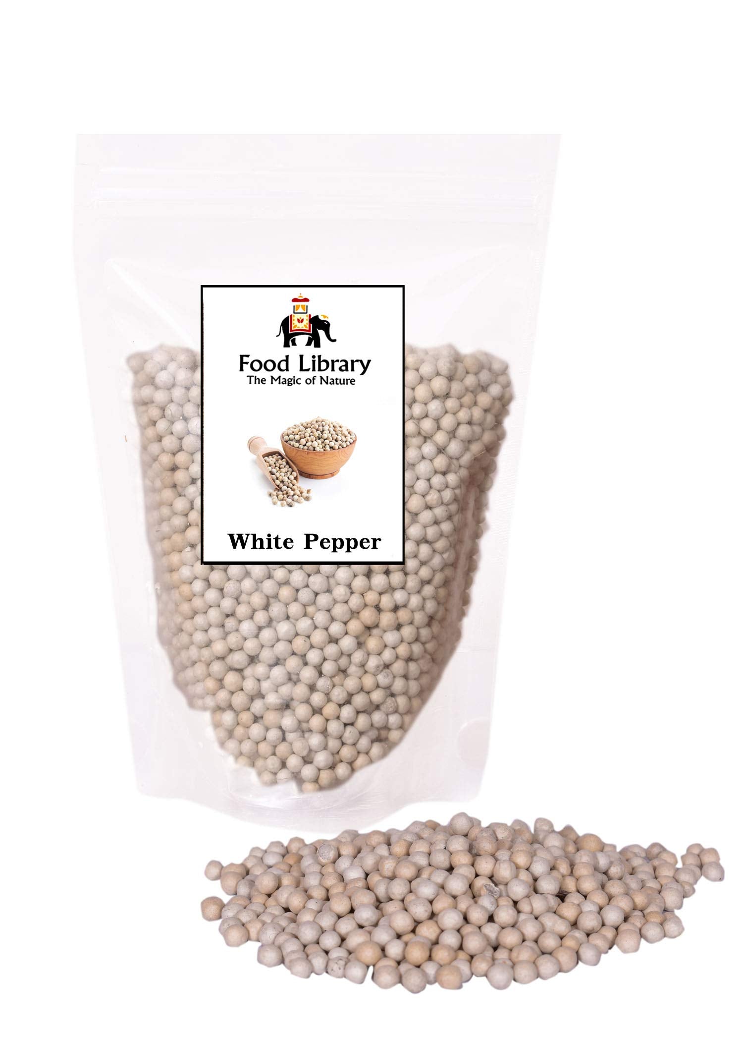 Food Library Whole White Peppercorn (Sabut Safed Mirch) (400Gm)