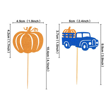Ercadio 24 Pack Pumpkin Truck Cupcake Toppers Glitter Fall Harvest Pumpkin Cupcake Picks Decorations For Pumpkin Fall Theme Than