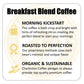 Charleston Coffee Roasters | Specialty Organic Whole Bean Coffee | Hand Picked, Premium Slow Roast | (Breakfast Blend, Medium Roast) 12Oz, 6 Pack