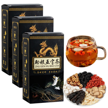 SIRDIKA Ginseng Five Treasures Tea Kidney Tea, Zhu Gen Wu Bao Cha, Wubao Tea - Chinese Kidney Care Tea, Mens Herbal Tea (30bag/3
