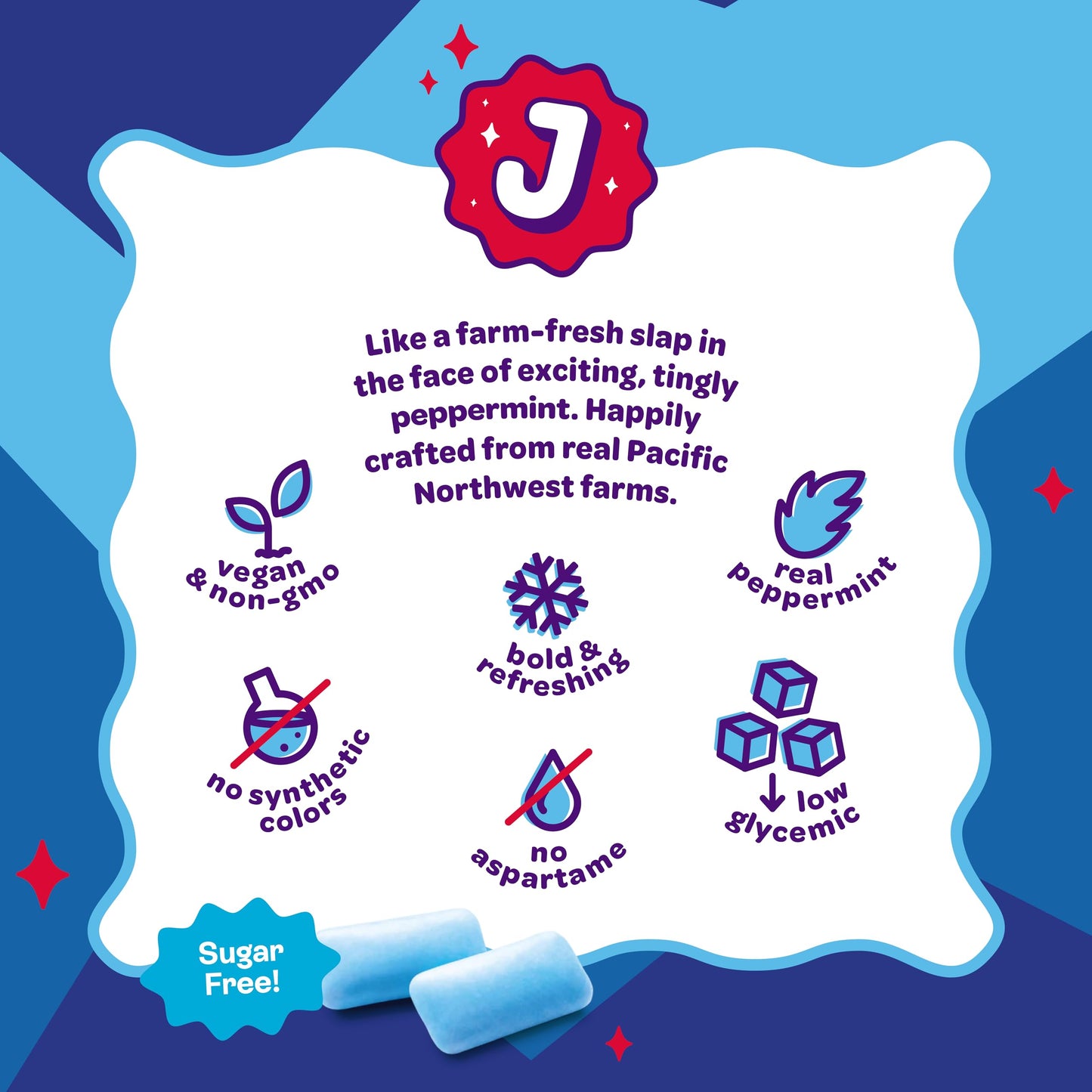 Joyride Gum - Glacial Peppermint, Aspartame & Sugar Free, Low Carb, Vegan, Healthy Chewing Gum, 1 Pack Of 50 Pieces (50 Pieces T