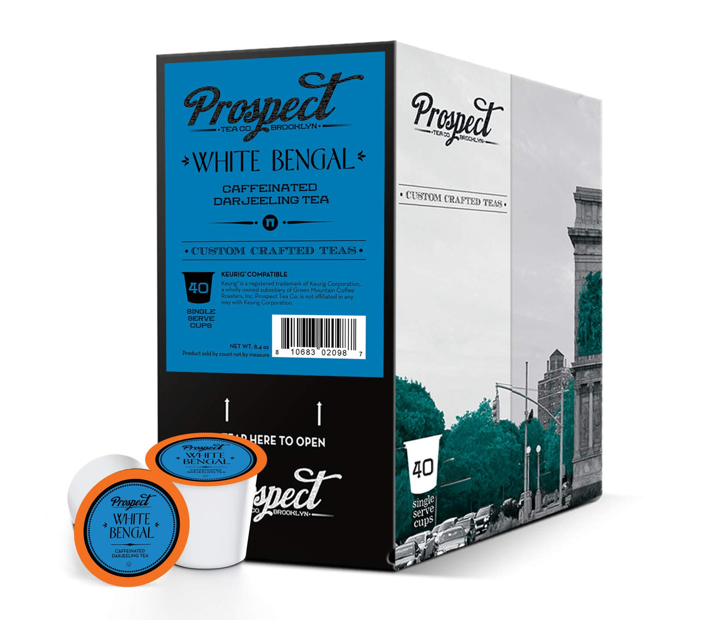 Prospect Tea Co. White Bengal Darjeeling Tea Pods, Compatible with K Cup malt-inspired 40 Count, Model PTC WB40