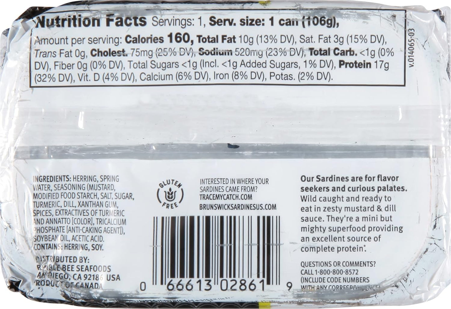 Brunswick Sardine Fillets in Mustard & Dill Sauce, 3.75 oz Can, Pack of 12, Gluten Free, Keto Friendly, 17g Protein per Serving