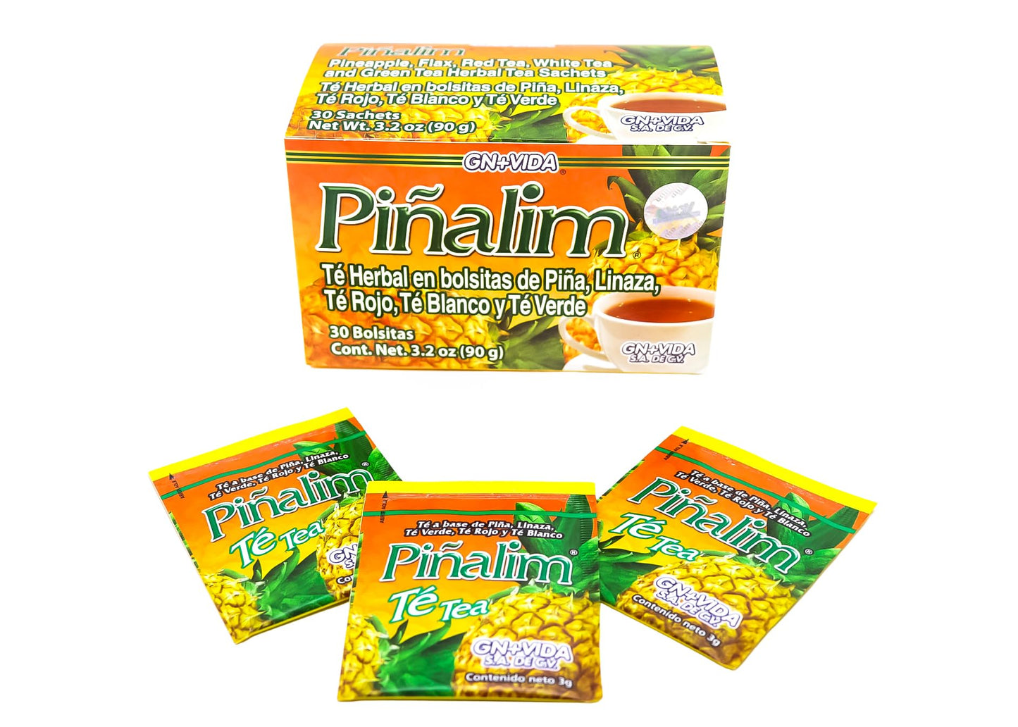 PIÑALIM GN + VIDA Pinalim Tea, Pineapple Blend with Red, Green, White Tea & Senna Leaf, 30 Count Tea Bags