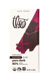 Theo Chocolate Pure Organic Dark Chocolate Bar 85% Cacao, 12 Pack | Vegan, Fair Trade
