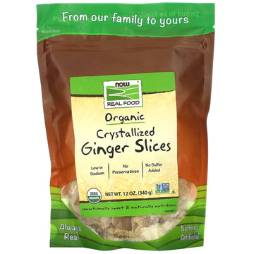 NOW Foods, Organic Crystallized Ginger Slices, Low-Sodium, Sulfur-Free, Preservative-Free and Non-GMO, 16-Ounce (Packaging May V