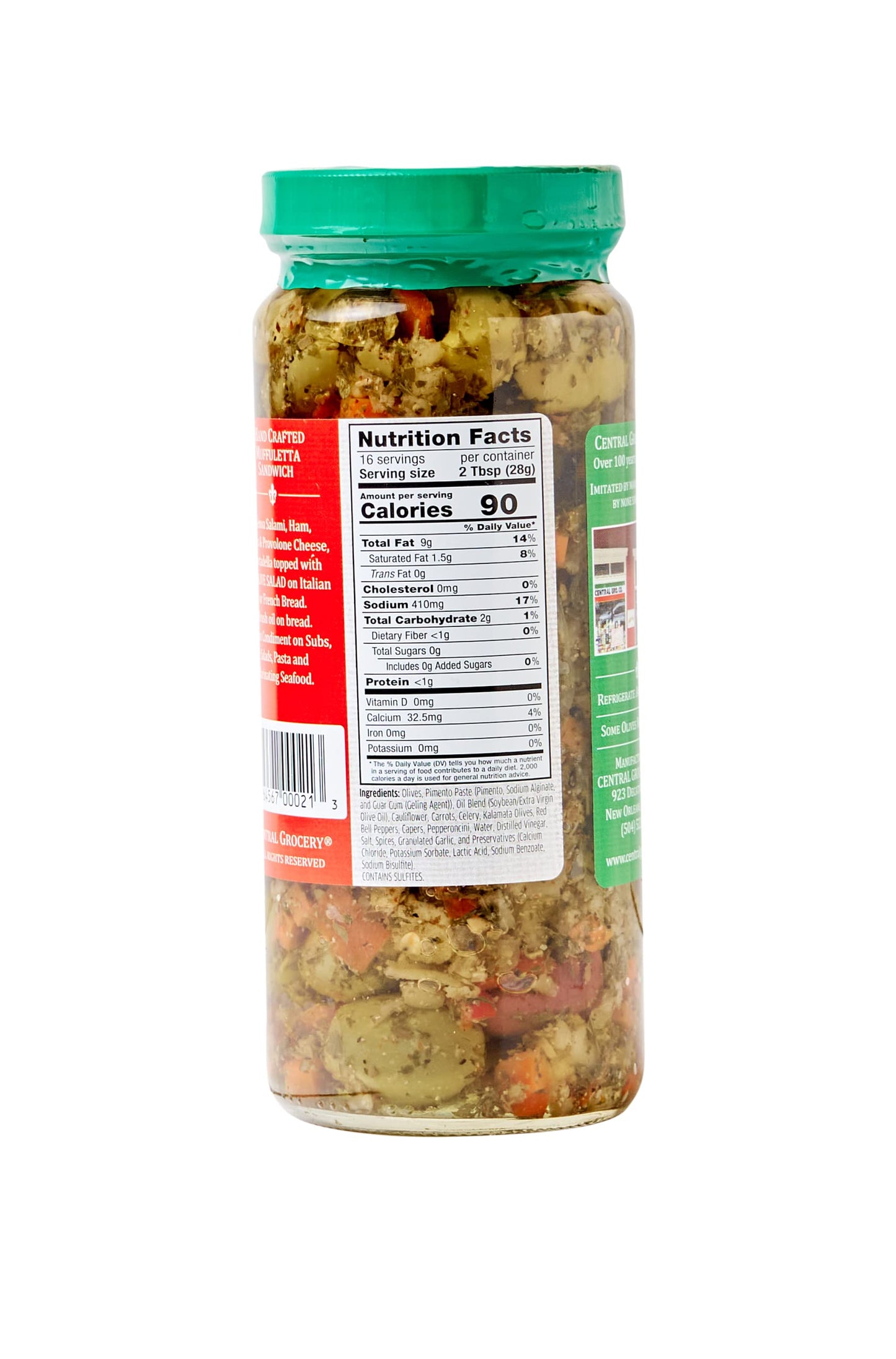 Central Grocery Olive Salad - 16 Oz (Pack Of 2) Perfect For Muffulettas, Sandwiches, Pizza Toppings, Pastas, Hot Dog Topper, Sal
