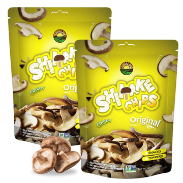 Terraland Shiitake Chips - Original, Crispy & Crunch Mushroom Ready to Eat Snack, Non GMO, Rich Umami Flavor, Topping for Salads