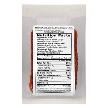 Bridgford Thick Sliced Pepperoni 5 Oz Pack Of 4 - Thick Pepperoni Slices For Pizza And Sandwiches - Zero-Carb Thick Sliced Peppe