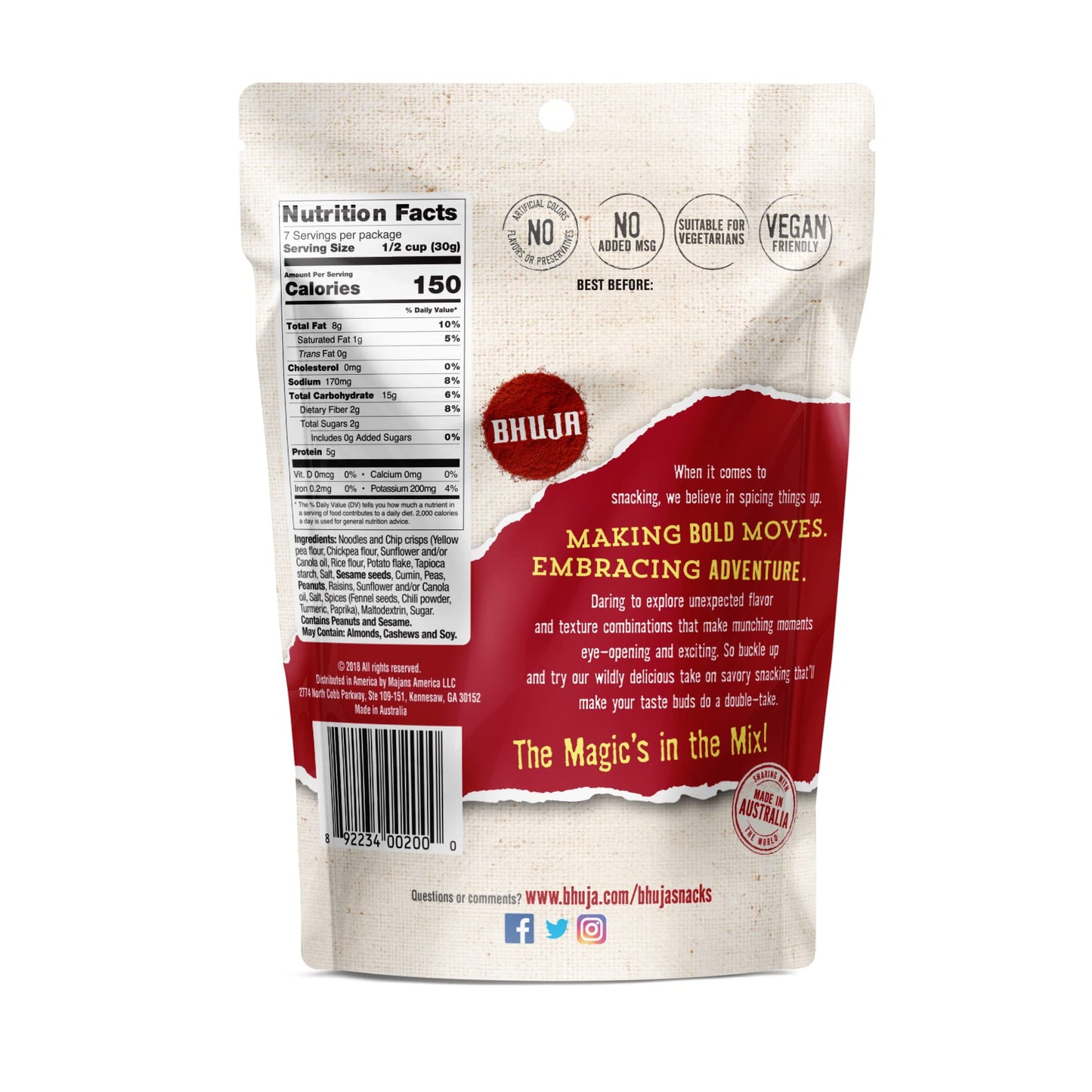 Majans Bhuja Gluten Free Snack Mix, Non-Gmo | No Preservatives | Vegetarian Friendly | No Artificial Colors Or Flavors, Original