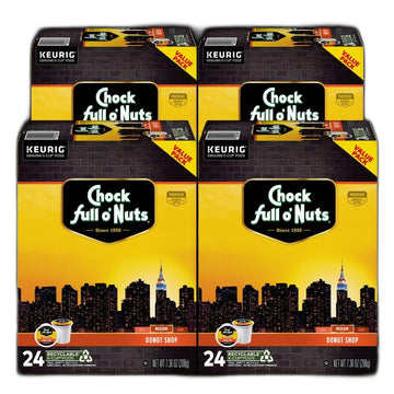 Chock full oNuts Keurig K-Cup Pods - Donut Shop - Medium Roast, 24 count, Pack of 4