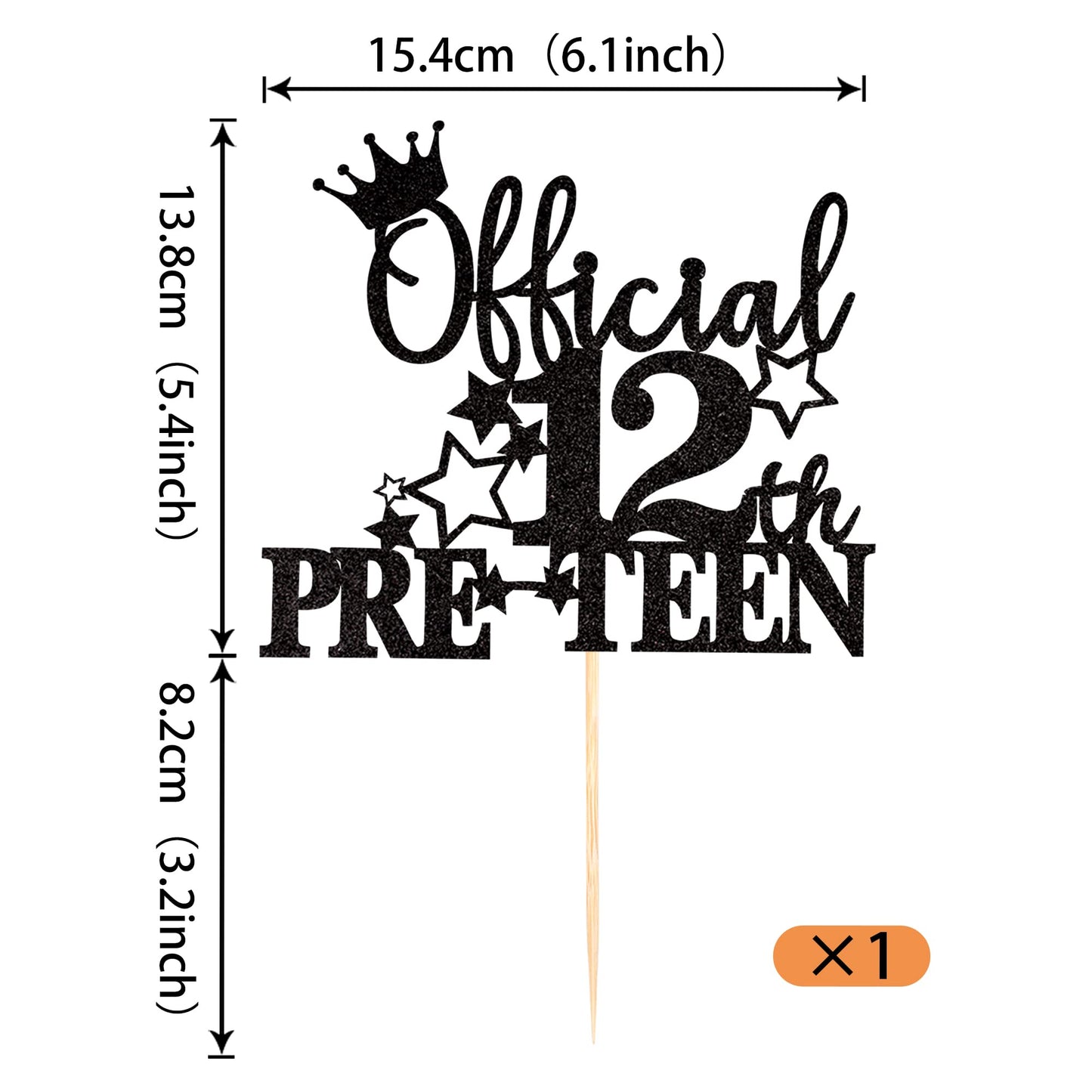 YCTHUNFISH 12th Birthday Cake Topper - Glitter Silver Decoration for Teen Birthday Party