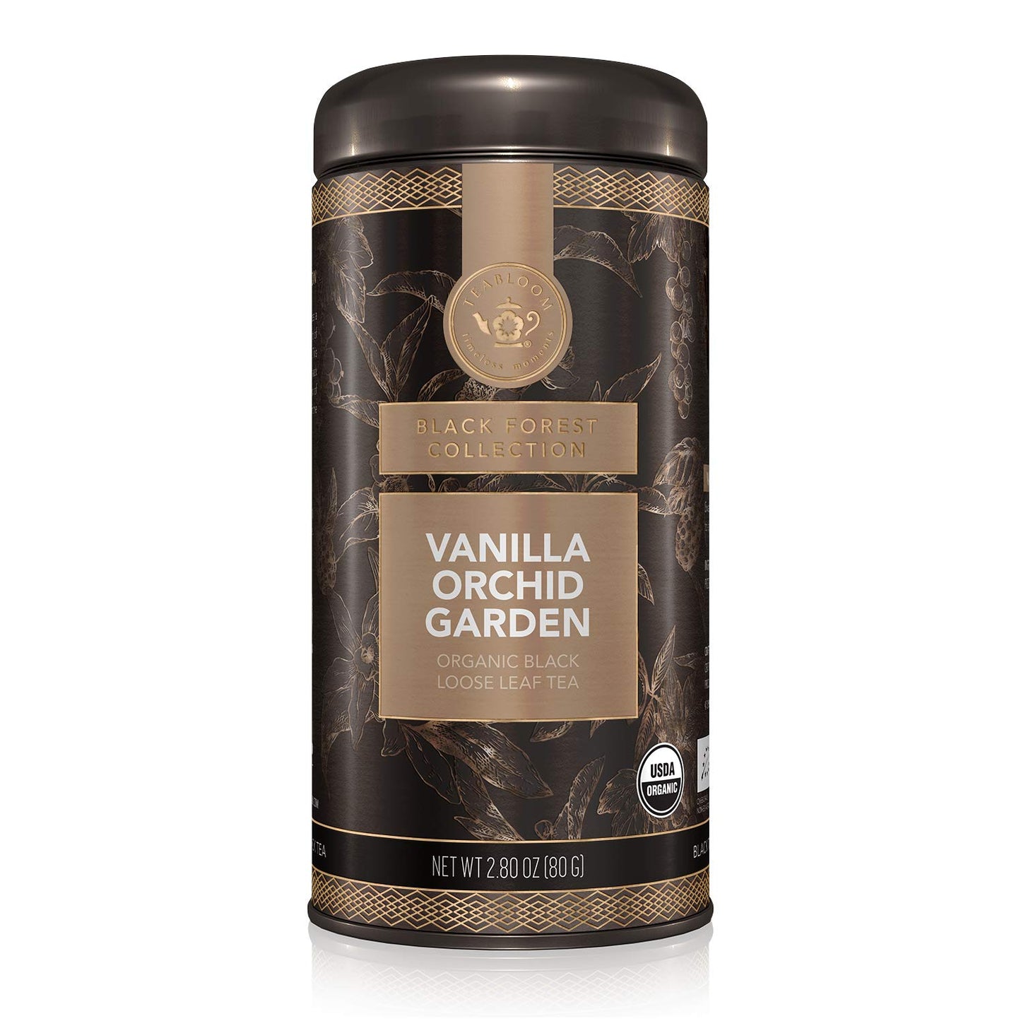 Teabloom Organic Black Tea, Vanilla Orchid Garden Loose Leaf Tea, Usda Certified Organic And Kosher Certified, 2.80 Ounce Canist