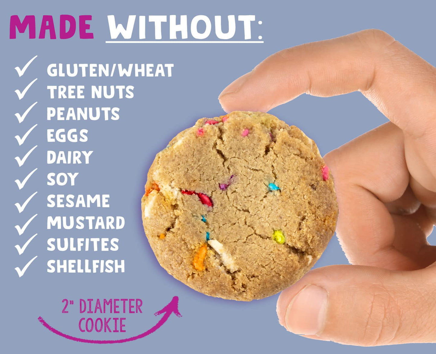 Allergy Smart Crunchy BIRTHDAY CAKE Cookies | Gluten Free, Nut Free, Egg Free, Dairy Free, Kosher, Celiac Safe | Delicious Vegan