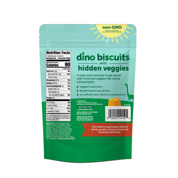 Beech-Nut Toddler Snacks, Dino Biscuits With Hidden Veggies, Pumpkin Cinnamon, Non-Gmo Baked Snack For Kids, 5 Oz Bag (7 Pack)