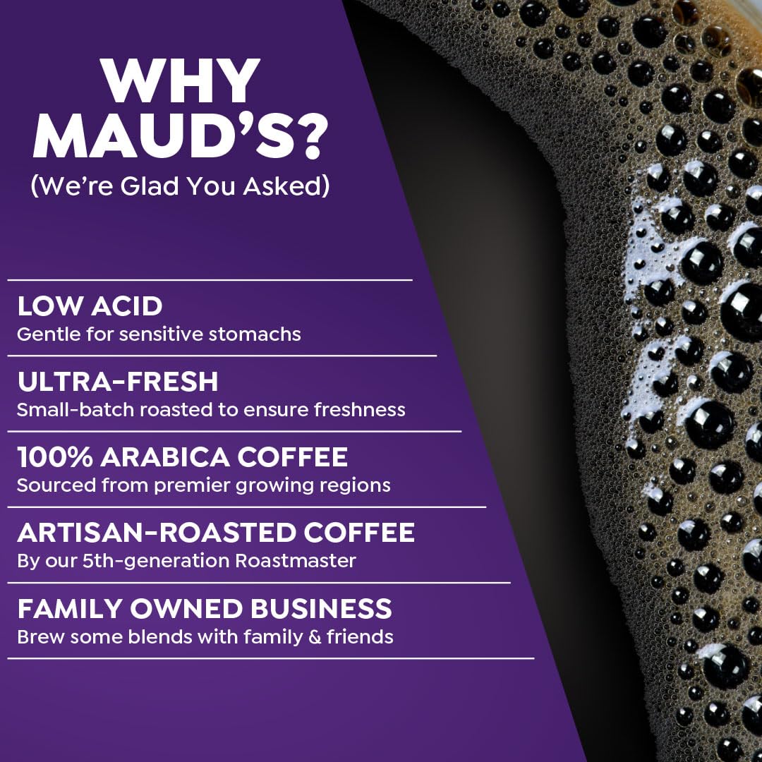 Maud'S Vanilla Ube Flavored Coffee Pods, 18 Ct, Medium Roast Flavored Coffee In Recyclable Single Serve Pods - 100% Arabica Bean