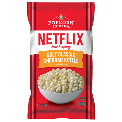 Popcorn Indiana Netflix Now Popping Cult Classic Cheddar Kettle Corn, (6 count - 3 Oz each)