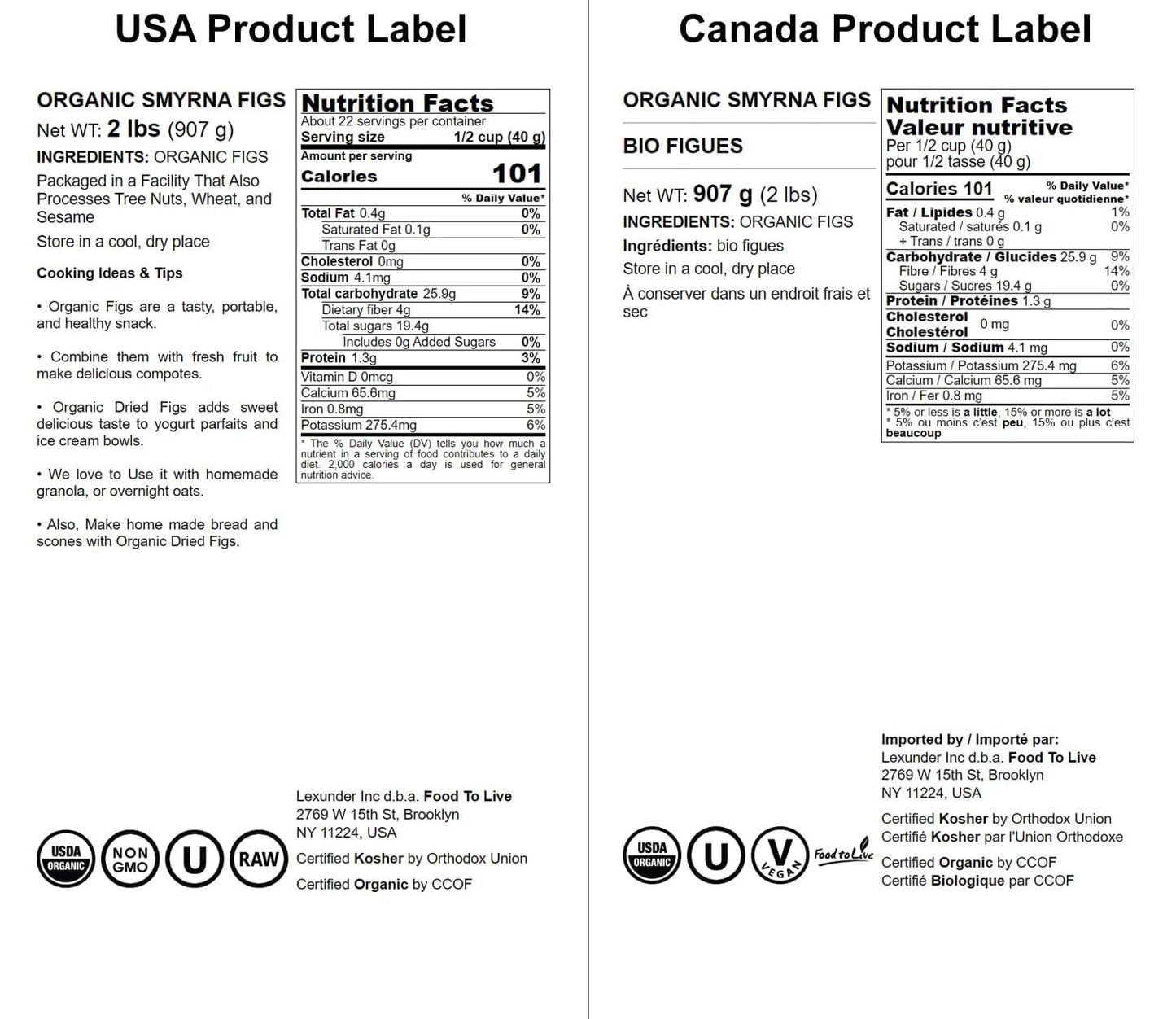 Food To Live Organic Turkish Smyrna Figs, 2 Pounds – Non-Gmo, Sun-Dried, Unsulfured, No Added Sugar, Kosher, Vegan, Bulk