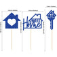 Gyufise Cupcake Toppers, 24 Pack Glitter Housewarming Picks, Blue, Paper, Model ZN0169-1-BL
