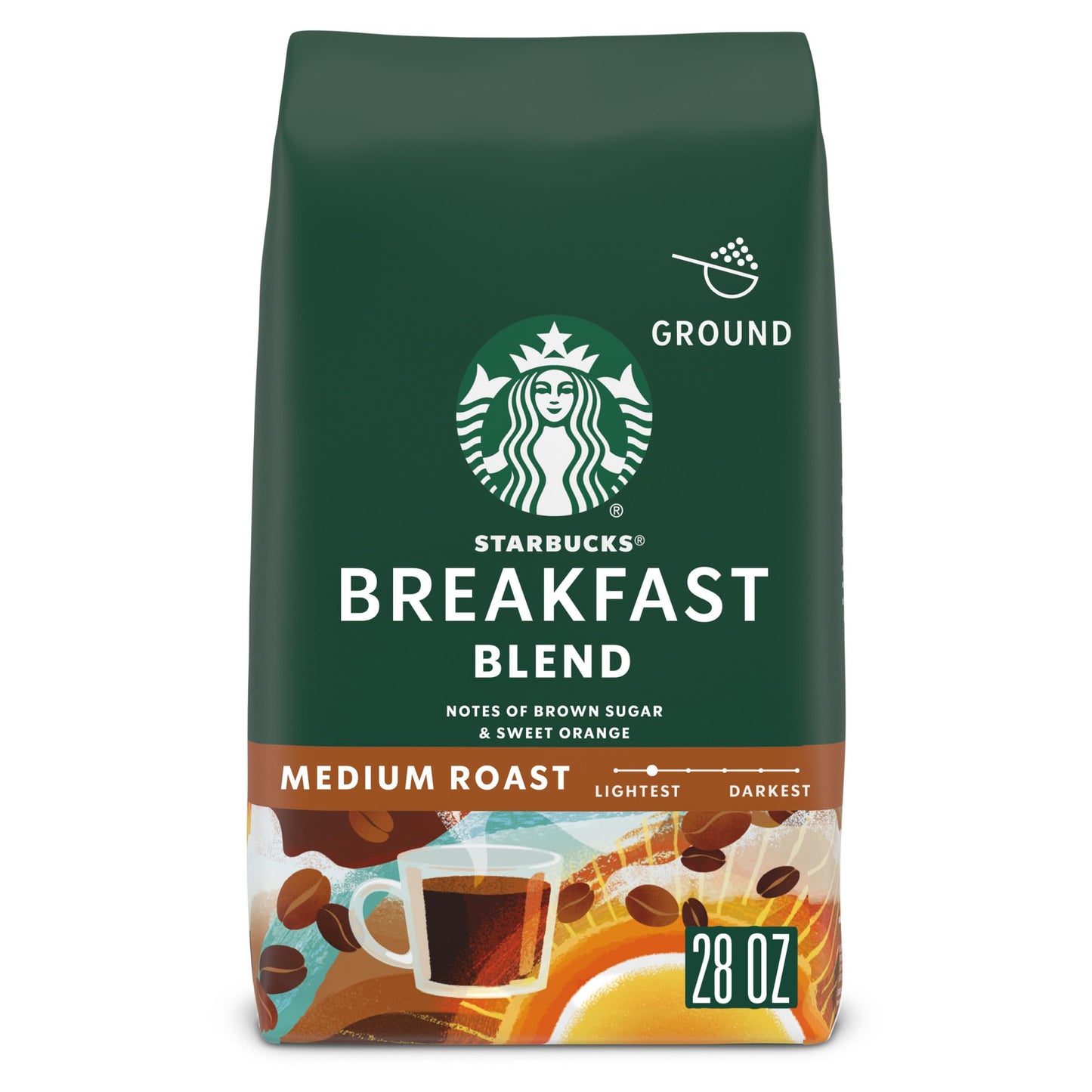 Starbucks Ground Coffee Medium Roast Breakfast Blend 28 oz 100% Arabica