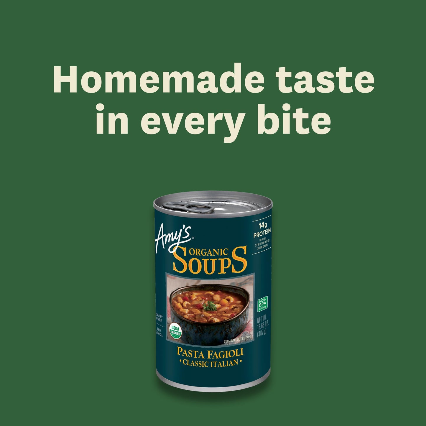 Amy'S Soup, Organic Pasta Fagioli Soup, 13.65 Oz, Pack Of 6